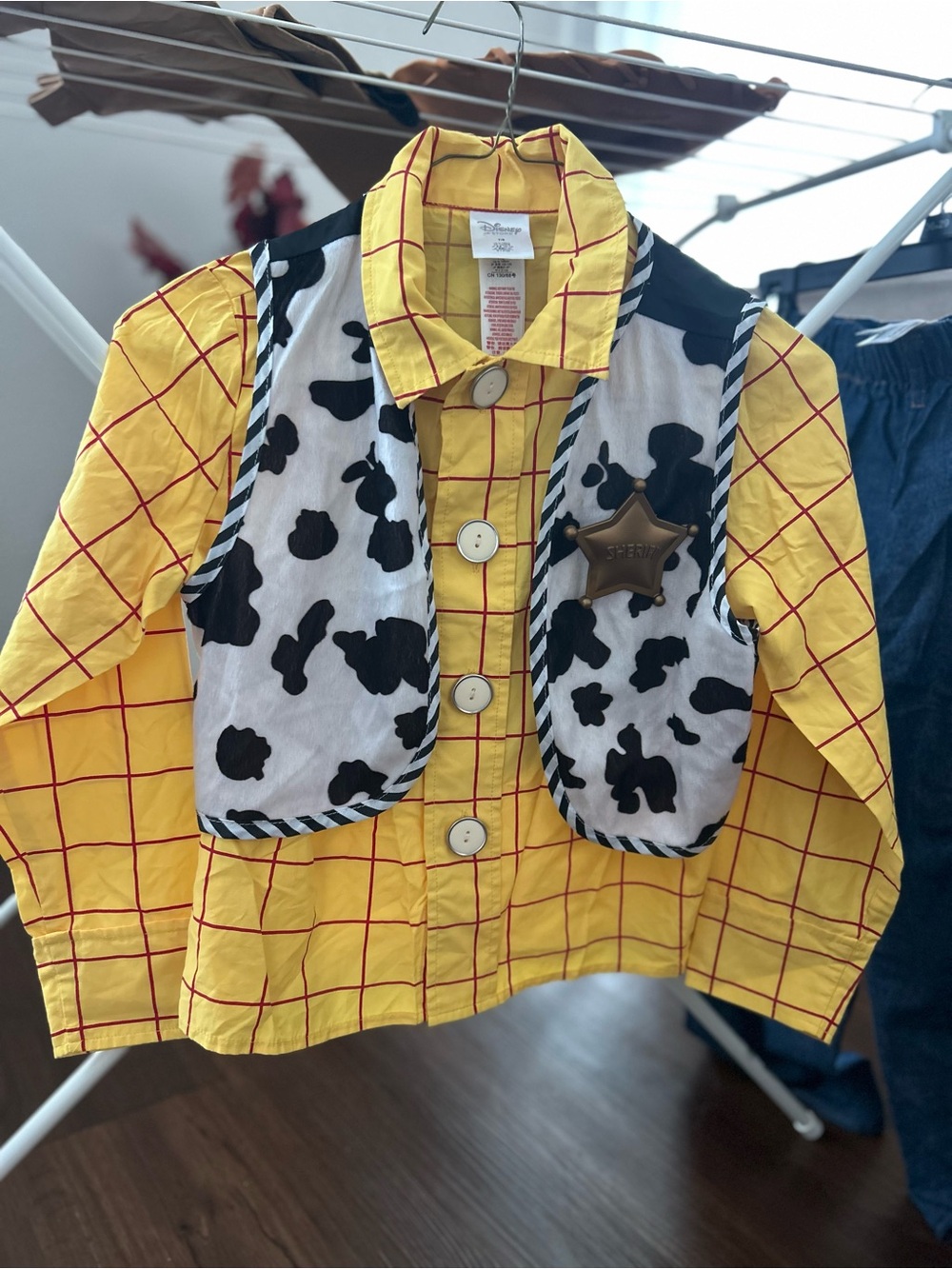 Disney’s Woody Character Yellow & Black Cow-Print Sheriff Dress-Up Jacket
